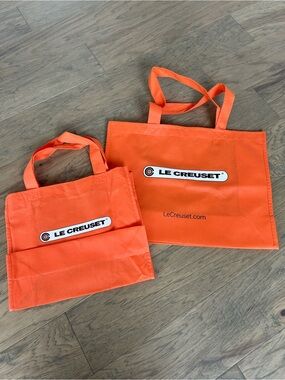 Le Creuset Orange Tote Bags Set of 2- Medium and Small